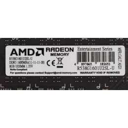 Память DDR3L 8Gb 1600MHz AMD R538G1601U2SL-U RTL PC3-12800 CL11 DIMM 240-pin 1.35В Ret