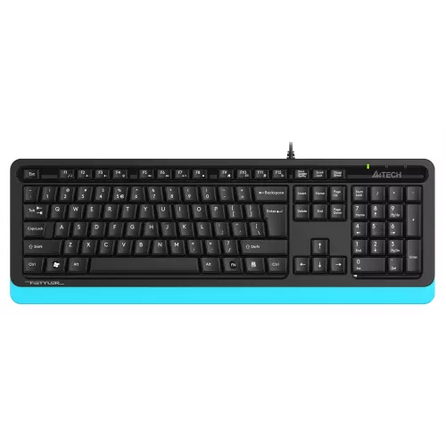 Клавиатура A4Tech FKS10 черный/синий USB (подставка для запястий) (FKS10 BLUE) кабель 1.5м