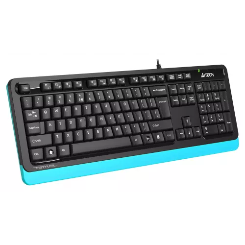 Клавиатура A4Tech FKS10 черный/синий USB (подставка для запястий) (FKS10 BLUE) кабель 1.5м