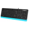 Клавиатура A4Tech FKS10 черный/синий USB (подставка для запястий) (FKS10 BLUE) кабель 1.5м