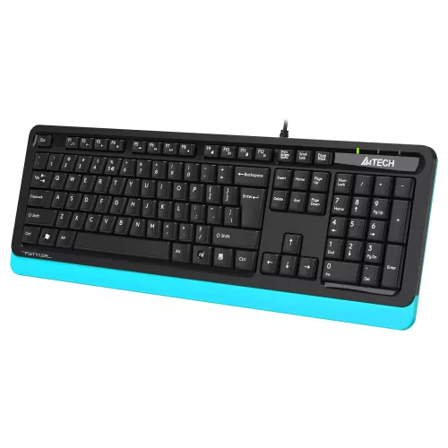 Клавиатура A4Tech FKS10 черный/синий USB (подставка для запястий) (FKS10 BLUE) кабель 1.5м