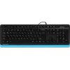 Клавиатура A4Tech FKS10 черный/синий USB (подставка для запястий) (FKS10 BLUE) кабель 1.5м