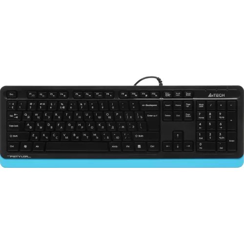 Клавиатура A4Tech FKS10 черный/синий USB (подставка для запястий) (FKS10 BLUE) кабель 1.5м