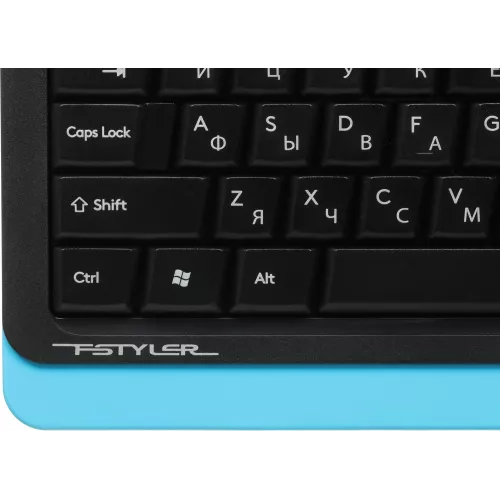 Клавиатура A4Tech FKS10 черный/синий USB (подставка для запястий) (FKS10 BLUE) кабель 1.5м