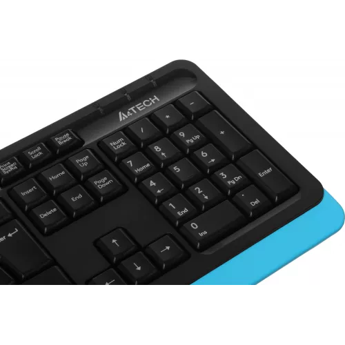Клавиатура A4Tech FKS10 черный/синий USB (подставка для запястий) (FKS10 BLUE) кабель 1.5м