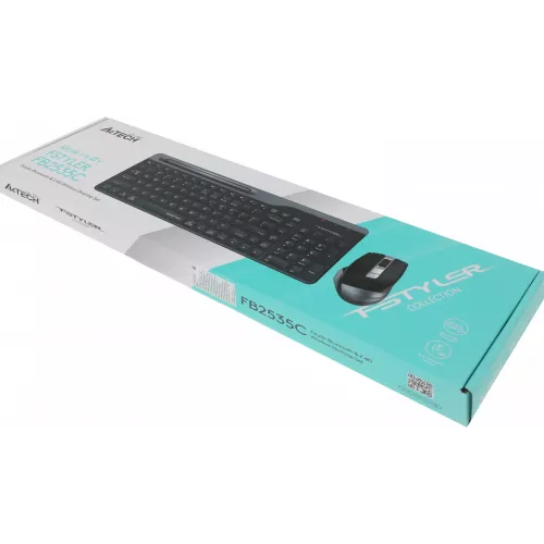 Клавиатура + мышь A4Tech Fstyler FB2535C клав:черный/серый мышь:черный/серый USB беспроводная Bluetooth/Радио slim (FB2535C SMOKY GREY)
