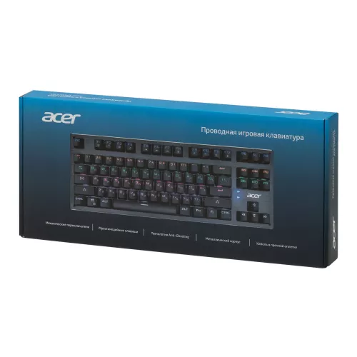 Клавиатура Acer OKW126 механическая черный USB Multimedia for gamer для ноутбука LED (ZL.KBDEE.00G) кабель 1.8м