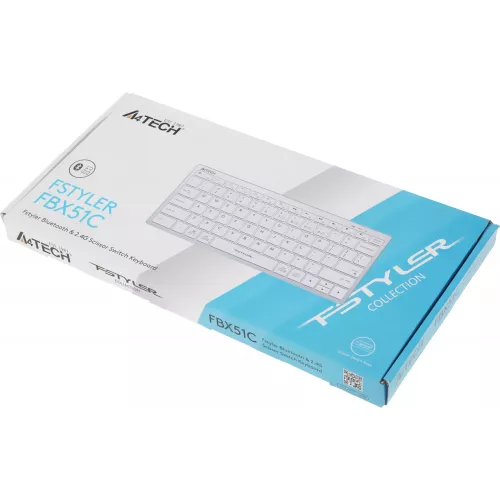 Клавиатура A4Tech FBX51C белый USB беспроводная BT/Radio slim Multimedia (FBX51C WHITE)
