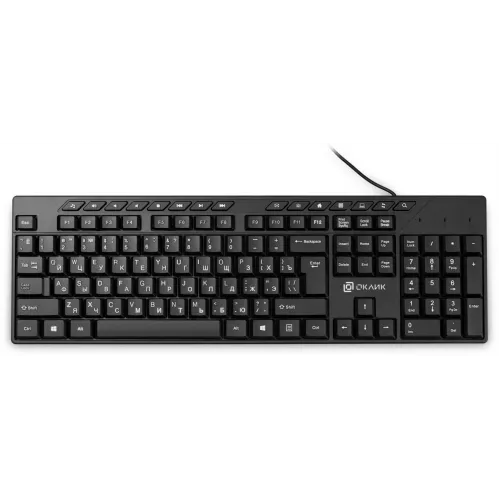 Клавиатура Оклик 125M черный USB Multimedia (1678108) кабель 1.6м
