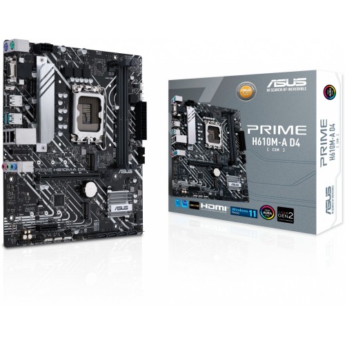 Материнская плата Asus PRIME H610M-A D4-CSM Soc-1700 Intel H610 2xDDR4 mATX AC`97 8ch(7.1) GbLAN+VGA+HDMI+DP