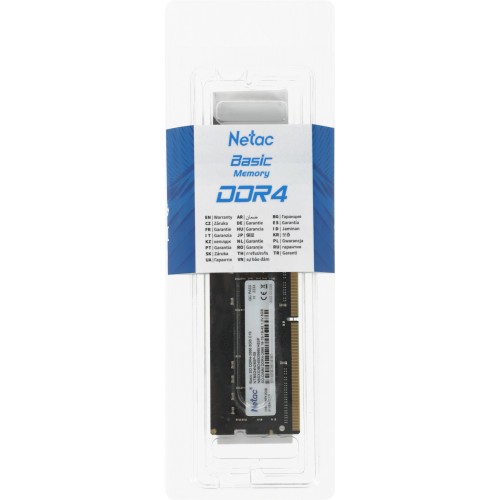 Память DDR4 8Gb 2666MHz Netac NTBSD4N26SP-08 Basic RTL PC4-21300 CL19 SO-DIMM 260-pin 1.2В single rank Ret