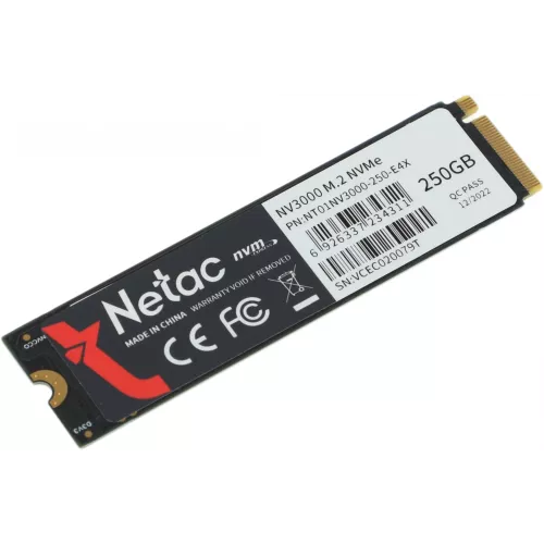 Накопитель SSD Netac PCIe 3.0 x4 250GB NT01NV3000-250-E4X NV3000 M.2 2280