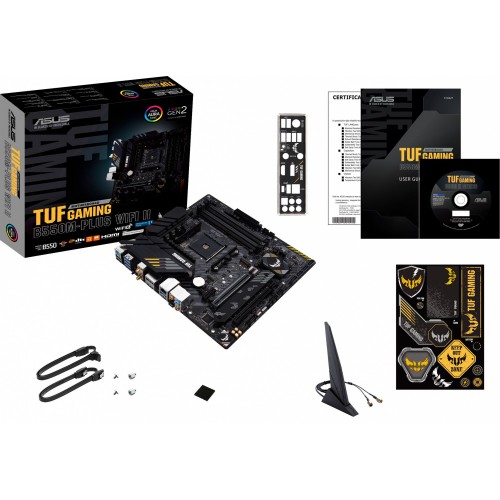 Материнская плата Asus TUF GAMING B550M-PLUS WIFI II Soc-AM4 AMD B550 4xDDR4 mATX AC`97 8ch(7.1) 2.5Gg RAID+HDMI+DP