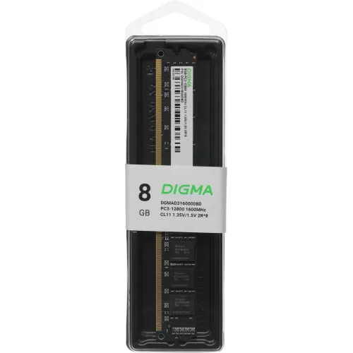 Память DDR3 8GB 1600MHz Digma DGMAD31600008D RTL PC3-12800 CL11 DIMM 240-pin 1.35В dual rank Ret