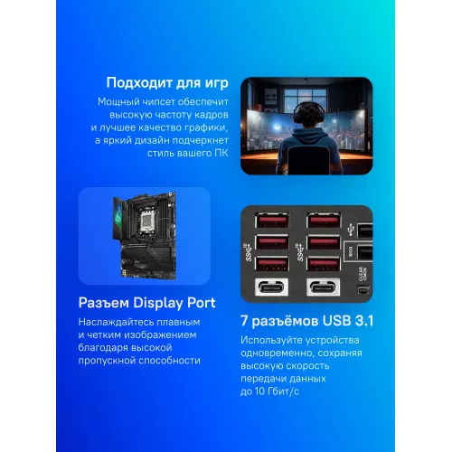 Материнская плата Asus ROG STRIX X670E-F GAMING WIFI Socket AM5 AMD X670 4xDDR5 ATX AC`97 8ch(7.1) 2.5Gg RAID+HDMI+DP