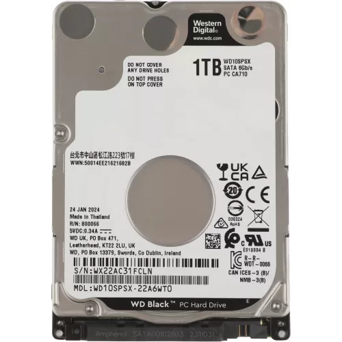 Жесткий диск WD SATA-III 1TB WD10SPSX Notebook/Desktop Black (7200rpm) 64Mb 2.5"