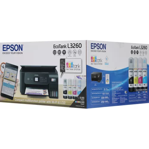 МФУ струйный Epson L3260 (C11CJ66409/507/511/414/K58507) A4 WiFi черный