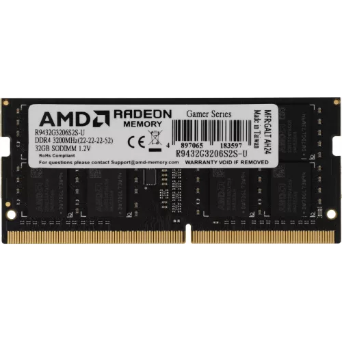 Память DDR4 32Gb 3200MHz AMD R9432G3206S2S-U R9 RTL PC4-25600 CL22 SO-DIMM 260-pin 1.2В Ret