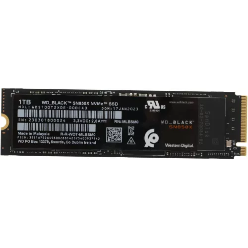 Накопитель SSD WD PCIe 4.0 x4 1TB WDS100T2X0E Black SN850X M.2 2280