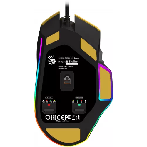 Мышь A4Tech Bloody W95 Max Sports желтый/серый оптическая 12000dpi USB 10but (W95 MAX SPORTS LIME)