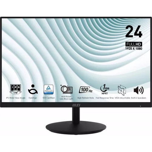 Монитор MSI 23.8" Pro MP242A черный IPS LED 1ms 16:9 HDMI M/M 300cd 178гр/178гр 1920x1080 100Hz VGA DP FHD 3.07кг