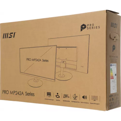 Монитор MSI 23.8" Pro MP242A черный IPS LED 1ms 16:9 HDMI M/M 300cd 178гр/178гр 1920x1080 100Hz VGA DP FHD 3.07кг