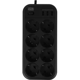 Сетевой фильтр Powercom SP-08 USB03AB 1.8м 1.8м (8 розеток) черный (коробка)