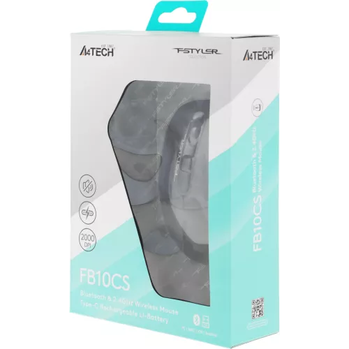 Мышь A4Tech Fstyler FB10CS черный оптическая 2000dpi silent беспров. BT/Radio USB 4but (FB10CS USB STONE BLACK)