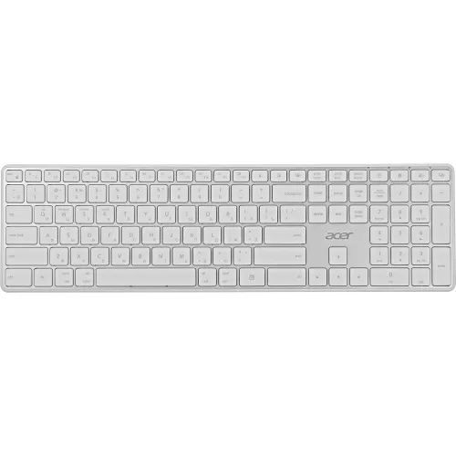 Клавиатура Acer OKR301 белый/серебристый USB беспроводная BT/Radio slim Multimedia (ZL.KBDEE.015)