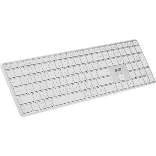 Клавиатура Acer OKR301 белый/серебристый USB беспроводная BT/Radio slim Multimedia (ZL.KBDEE.015)
