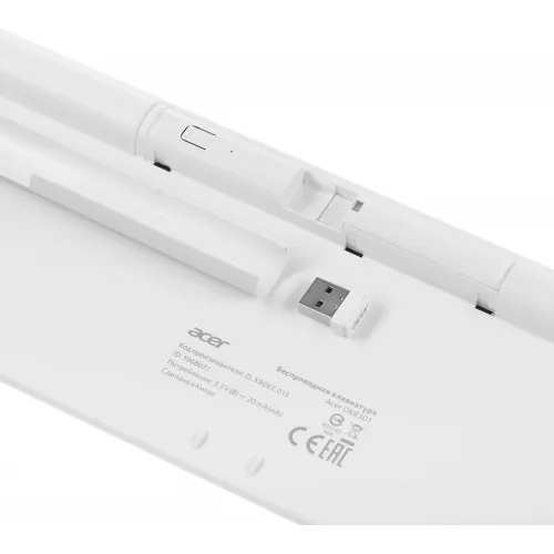 Клавиатура Acer OKR301 белый/серебристый USB беспроводная BT/Radio slim Multimedia (ZL.KBDEE.015)