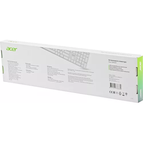 Клавиатура Acer OKR301 белый/серебристый USB беспроводная BT/Radio slim Multimedia (ZL.KBDEE.015)