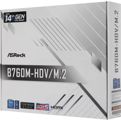 Материнская плата Asrock B760M-HDV/M.2 Soc-1700 Intel B760 2xDDR5 mATX AC`97 8ch(7.1) 2.5Gg RAID+VGA+HDMI+DP