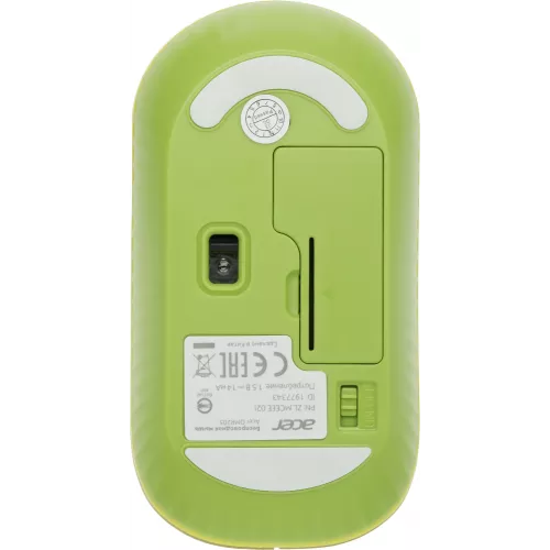 Мышь Acer OMR205 зеленый/желтый оптическая 1200dpi беспров. USB для ноутбука 3but (ZL.MCEEE.02J)