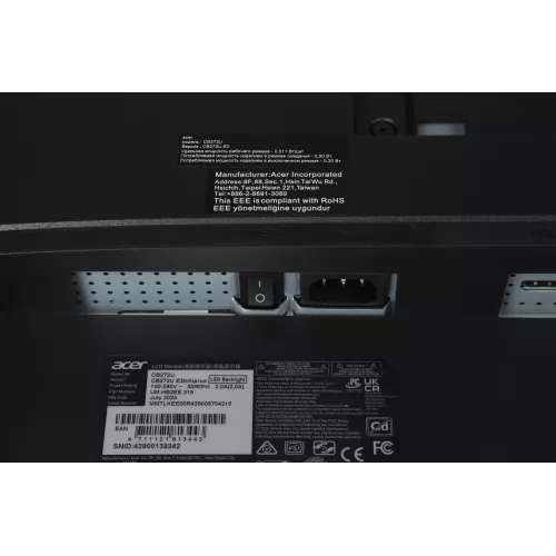 Монитор Acer 27" Vero CB272UE3bmiprux черный IPS LED 1ms 16:9 HDMI M/M матовая HAS Piv 350cd 178гр/178гр 2560x1440 100Hz FreeSync DP 2K USB 7.89кг