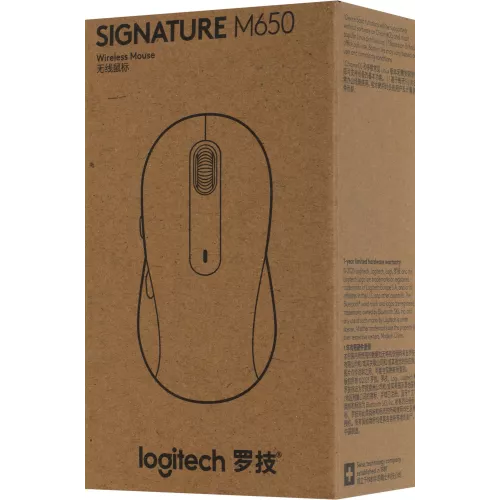 Мышь Logitech M650 белый/серый оптическая 4000dpi беспров. BT/Radio USB 4but (910-006392)