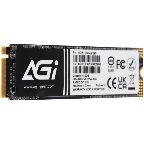 Накопитель SSD AGi PCIe 3.0 x4 512GB AGI512GIMAI298-BK AGI512GIMAI298 AI298 M.2 2280 OEM