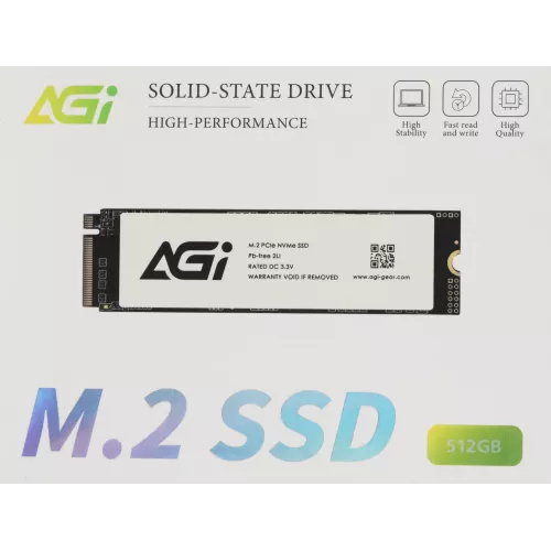 Накопитель SSD AGi PCIe 3.0 x4 512GB AGI512GIMAI298-BK AGI512GIMAI298 AI298 M.2 2280 OEM