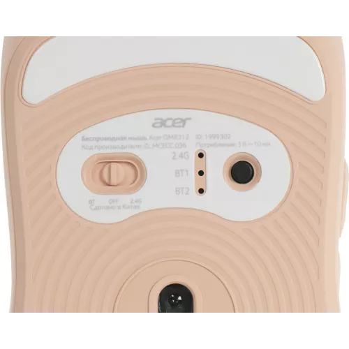Мышь Acer OMR312 розовый оптическая 3200dpi беспров. BT/Radio USB 5but (ZL.MCECC.036)