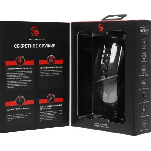 Мышь A4Tech Bloody W65 Max Mini черный оптическая 12000dpi USB 9but (W65 MAX MINI STONE BLACK)