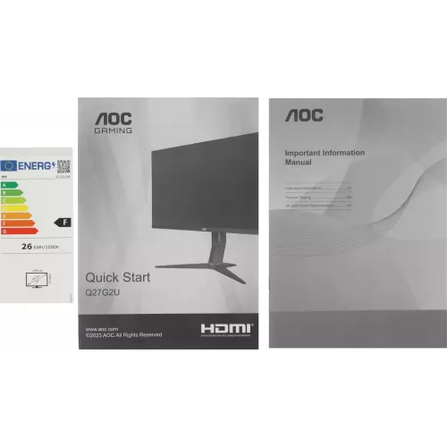 Монитор AOC 27" Q27G2U черный/красный VA LED 16:9 HDMI матовая HAS Piv 250cd 178гр/178гр 2560x1440 144Hz FreeSync Premium DP 2K USB 5.2кг