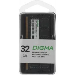 Память DDR4 32GB 3200MHz Digma DGMAS43200032D RTL PC4-25600 CL22 SO-DIMM 260-pin 1.2В dual rank Ret