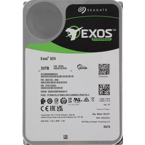 Жесткий диск Seagate SATA-III 24TB ST24000NM002H Server Exos X24 4KN (7200rpm) 512Mb 3.5"