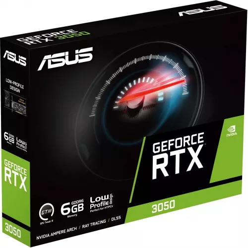 Видеокарта Asus PCI-E 4.0 RTX3050-O6G-LP-BRK NVIDIA GeForce RTX 3050 6Gb 96bit GDDR6 1507/14000 DVIx1 HDMIx1 DPx1 HDCP Ret low profile