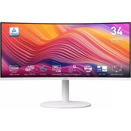 Монитор MSI 34" Modern MD342CQPW белый VA LED 21:9 HDMI M/M матовая HAS Piv 3500:1 300cd 178гр/178гр 3440x1440 120Hz DP UW USB 8.05кг