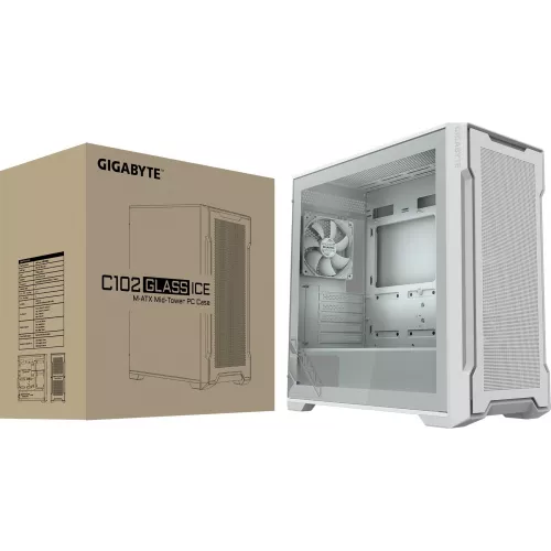 Корпус Gigabyte GB-C102GI белый без БП mATX 7x120mm 4x140mm 2xUSB3.0 audio bott PSU