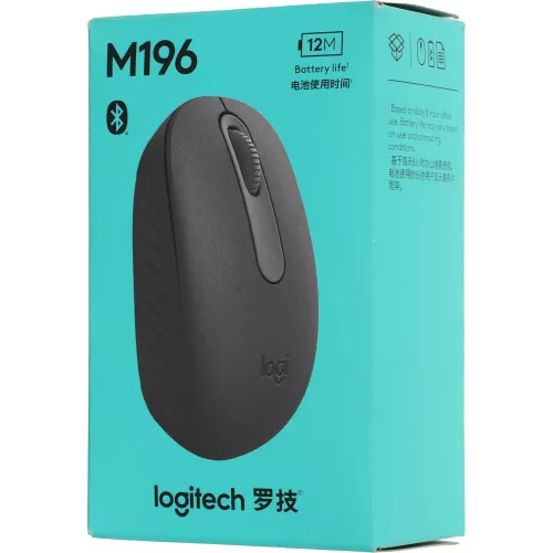 Мышь Logitech M196 графитовый оптическая 1000dpi беспров. BT для ноутбука 2but (910-007315)