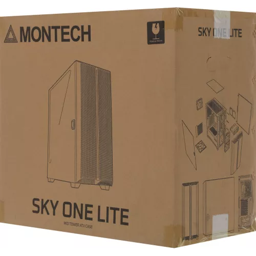Корпус Montech Sky One Lite белый без БП ATX 5x120mm 5x140mm 2xUSB3.0 audio bott PSU