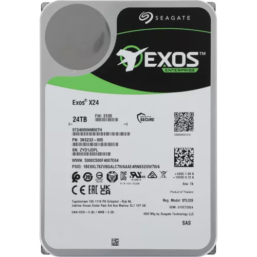 Жесткий диск Seagate SAS 3.0 24TB ST24000NM007H Server Exos X24 4KN (7200rpm) 512Mb 3.5"