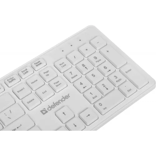 Клавиатура + мышь Defender Auckland C-987 клав:белый мышь:белый USB беспроводная Multimedia (45987)